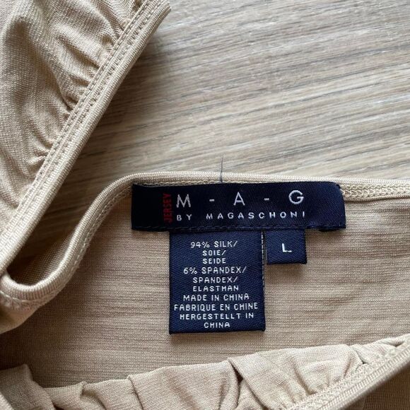 Beige Silk Blend Top Women's Large Minimalistic Quiet Luxury Layering Regency - Picture 4 of 7